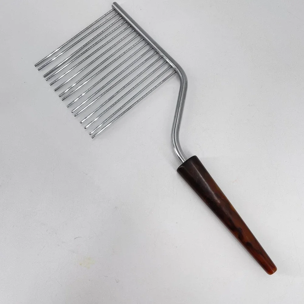 Vtg Bakelite Serving Set‎ Cake Breaker Slicer Tongs faux tortoise shell